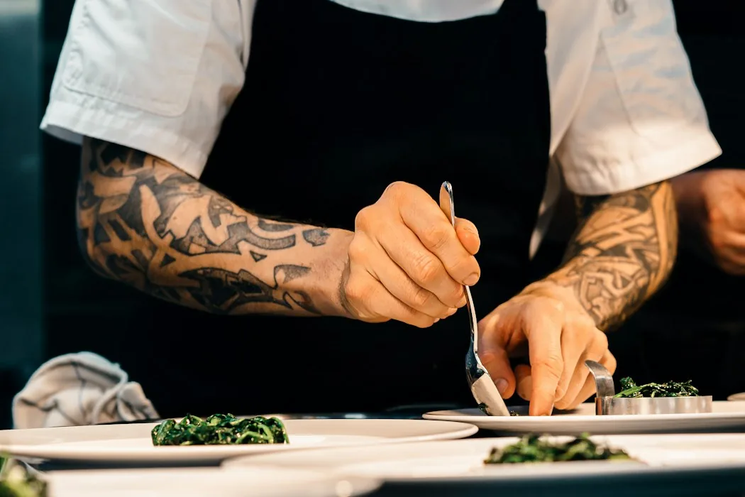 Chef working at a restaurant counter