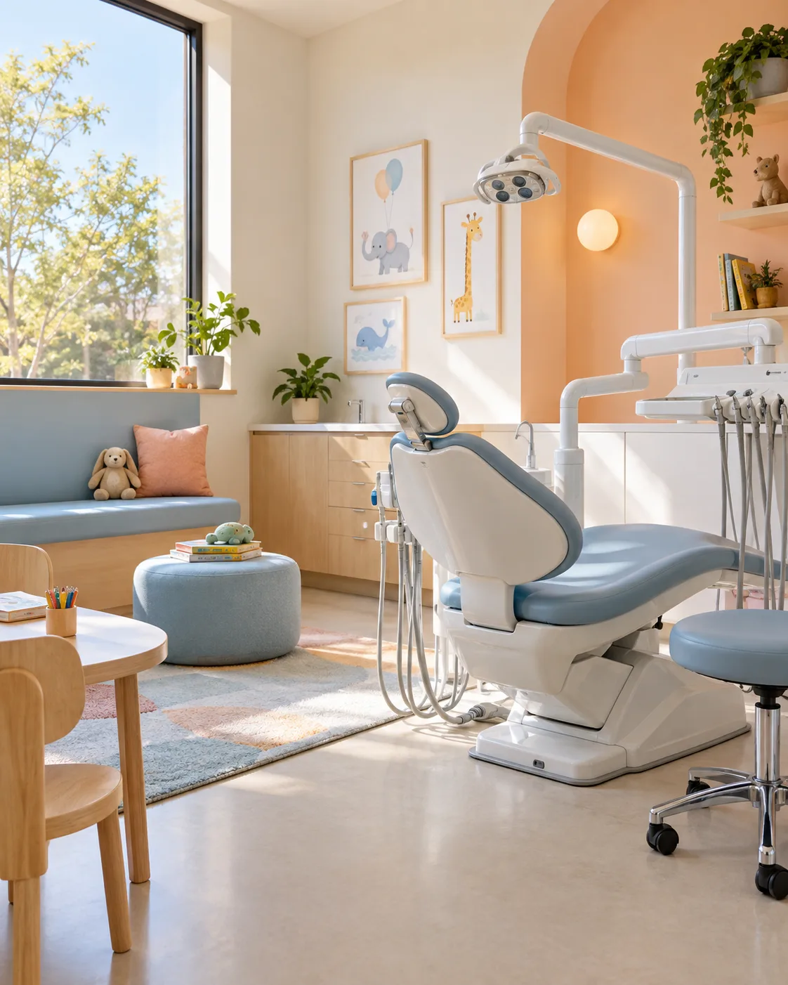 Bright child-friendly dental treatment room